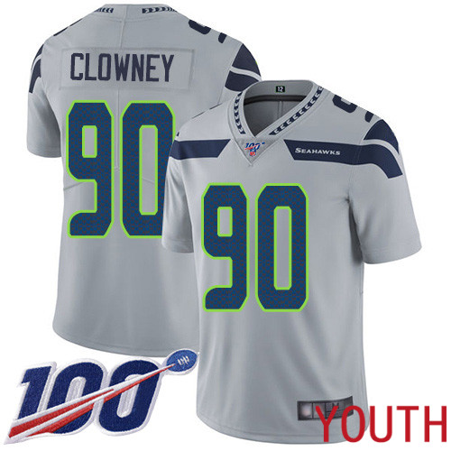 Seattle Seahawks Limited Grey Youth Jadeveon Clowney Alternate Jersey NFL Football #90 100th Season Vapor Untouchable->women nfl jersey->Women Jersey